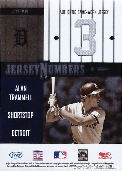 2003 Leaf Limited Jersey Numbers Dual #88 /10 (Back)